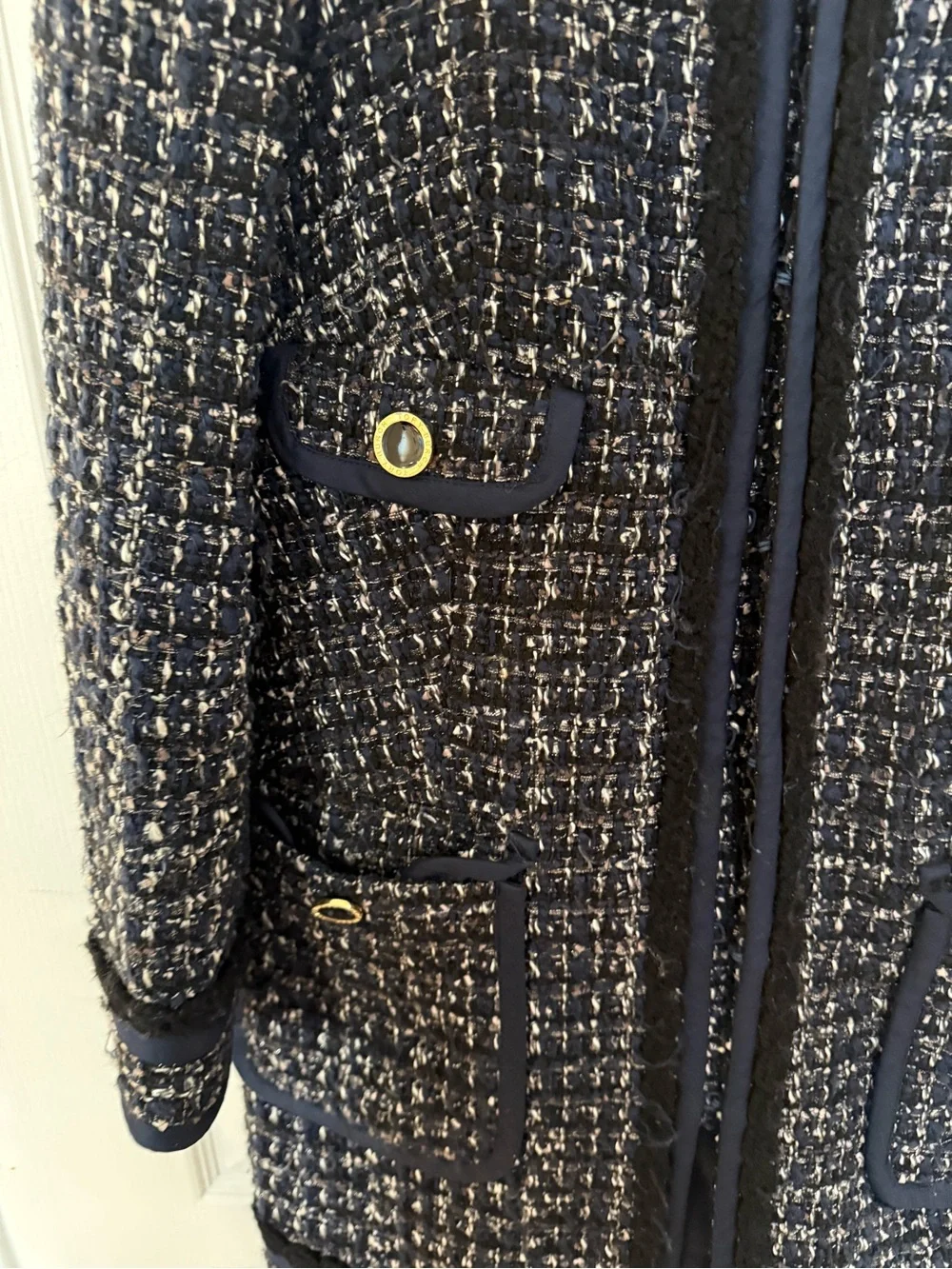 Tory Burch Annabelle Tweed Jacket with Gold Buttons